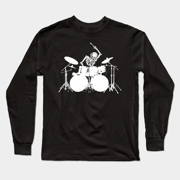 Skeleton On Drums Long Sleeve T-Shirt by blueversion